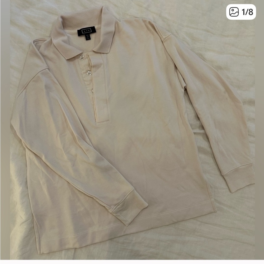 AYR Cream Long Sleeve Polo Shirt
